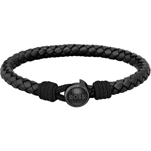 Boss BOSS Thad Classic Braided Black Leather Bracelet - Black