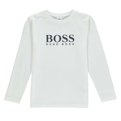 Boss Boy's Logo Long Sleeve T Shirt - White