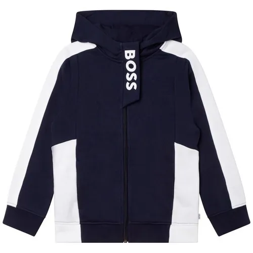 Boss Boy's Logo Zip Hoodie - Blue