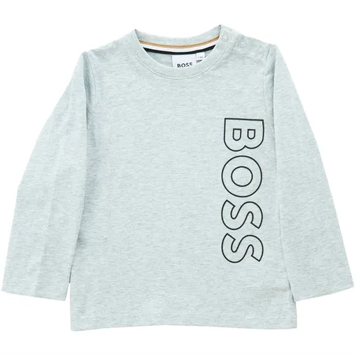 BOSS Boys Long Sleeve T-Shirt Chine Grey