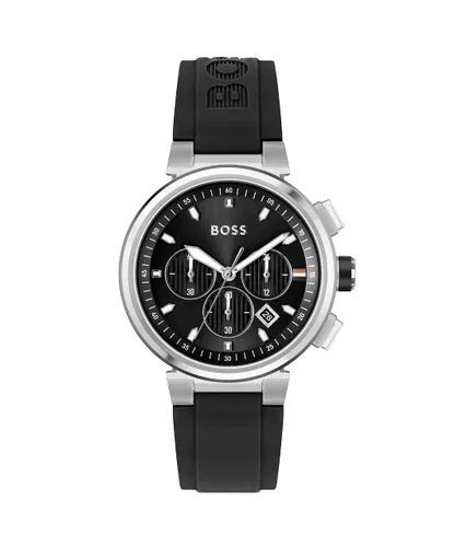 BOSS Chronograph Quartz Watch for Men with Black Silicone