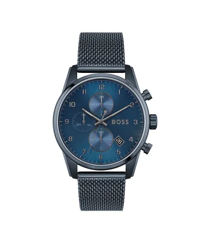BOSS Chronograph Quartz Watch for Men with Blue Stainless
