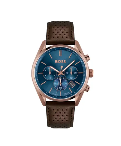 BOSS Chronograph Quartz Watch for Men with Brown Leather
