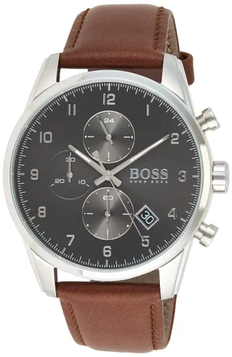 BOSS Chronograph Quartz Watch for Men with Brown Leather