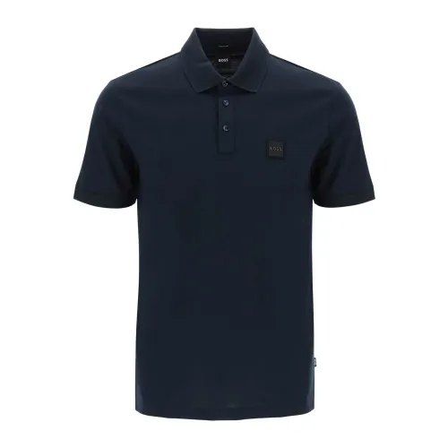 Boss , Cotton Jersey Polo Shirt ,Blue male, Sizes: