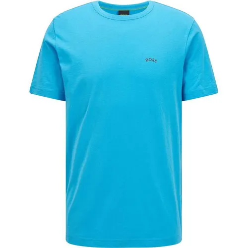 Boss Curved Logo T Shirt - Blue