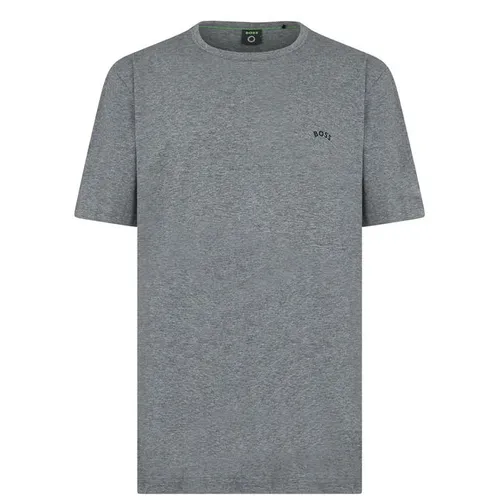 Boss Curved Logo T Shirt - Grey
