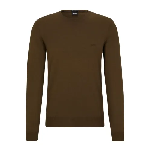 Boss , Dark Brown Wool Sweater Regular Fit ,Brown male, Sizes: