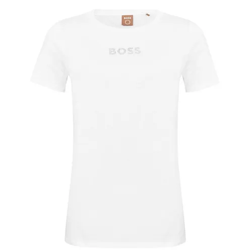 Boss Diamante Logo T-Shirt - White