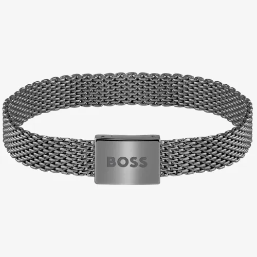 BOSS Essential Mens Grey Mesh Bracelet 1580039M