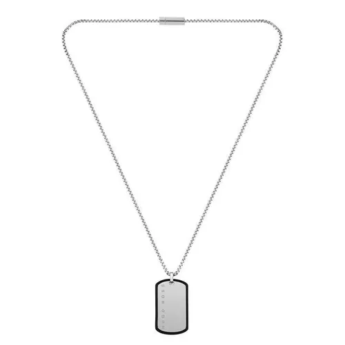 Boss Gents BOSS ID Brushed Stainless Steel Dog Tag Necklace - Silver