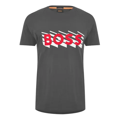 Boss Graphic Logo Print T-Shirt - Grey