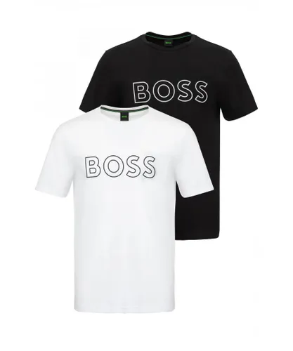 BOSS Green Mens T Shirt 2 Pack White/Black - Multicolour Cotton