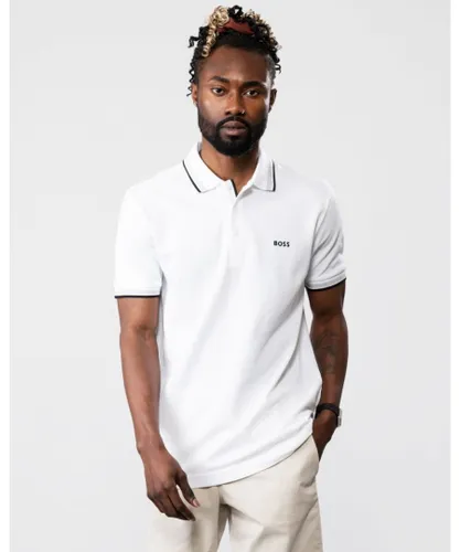 BOSS Green Paddy Contrast Mens Polo NOS - White