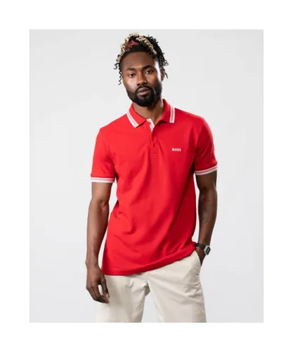 Boss Green Paddy Curved Mens Polo - Red