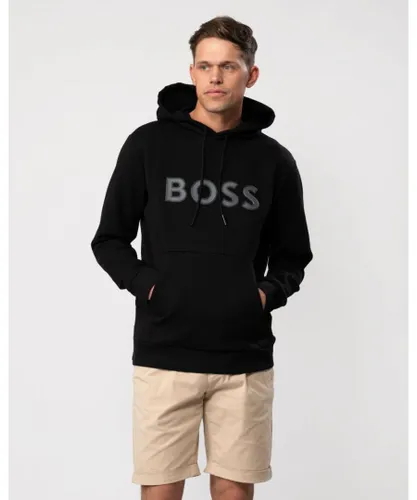 BOSS Green Soody 1 Mens Pullover Hoodie with Logo Print - Black