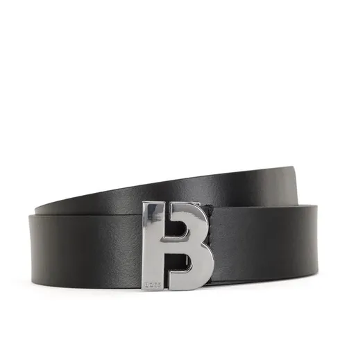 Boss Icon Logo Buckle Leather Belt - Black