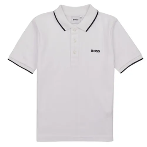BOSS  J25P26-10P-C  boys's Children's polo shirt in White
