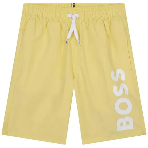 Boss Junior Logo Swim Shorts - Yellow