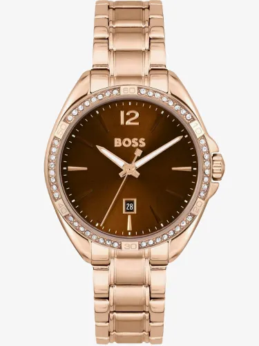 BOSS Ladies Felina Rose Gold Plated Crystal Watch 1502621