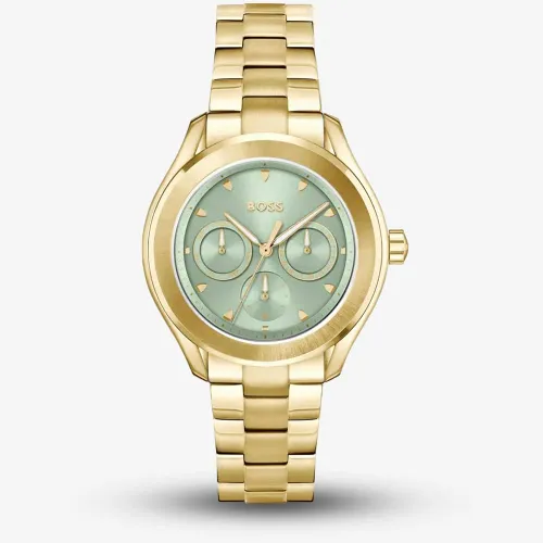 BOSS Lida Multifunction Gold Plated Green Watch 1502745