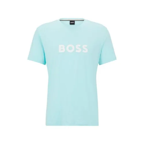 Boss Logo Print T-Shirt - Blue