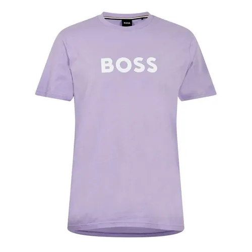 Boss Logo Print T-Shirt - Purple