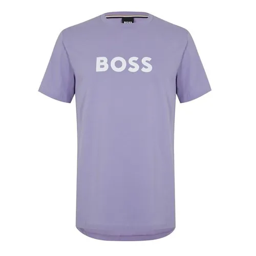 Boss Logo Print T-Shirt - Purple