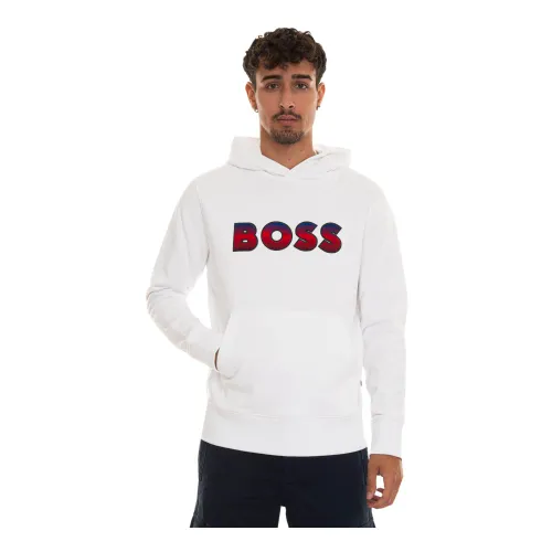 Boss , Maxi Logo Hooded Sweatshirt ,White male, Sizes: