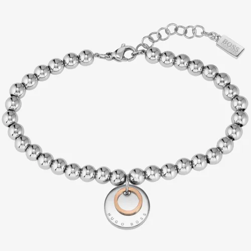 BOSS Medallion Stainless-Steel Beaded Bracelet 1580227