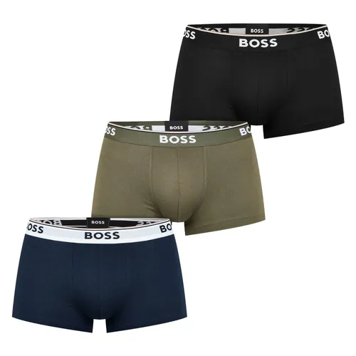 BOSS Mens 3 Pack Power Boxer Shorts Green/Black/Black