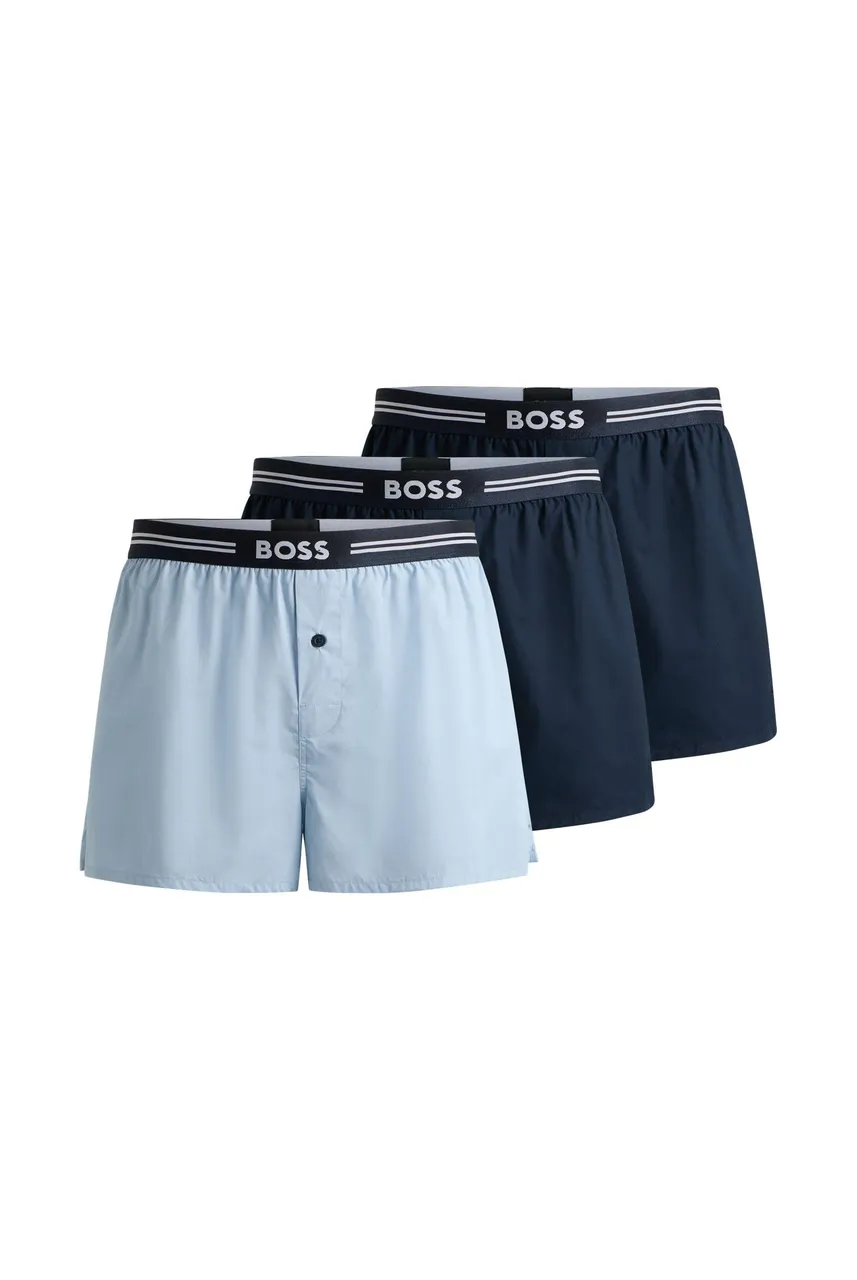 BOSS Mens 3P Woven Boxer Three-pack of pyjama shorts in