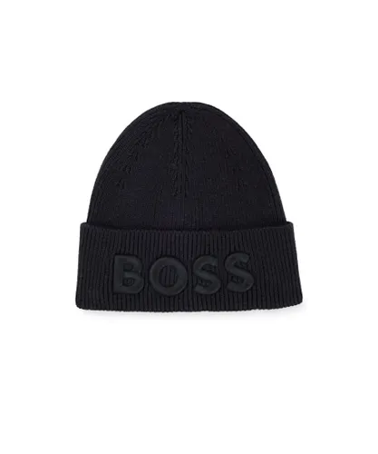 Boss Mens Afox Beanie Hat Black Cotton - One