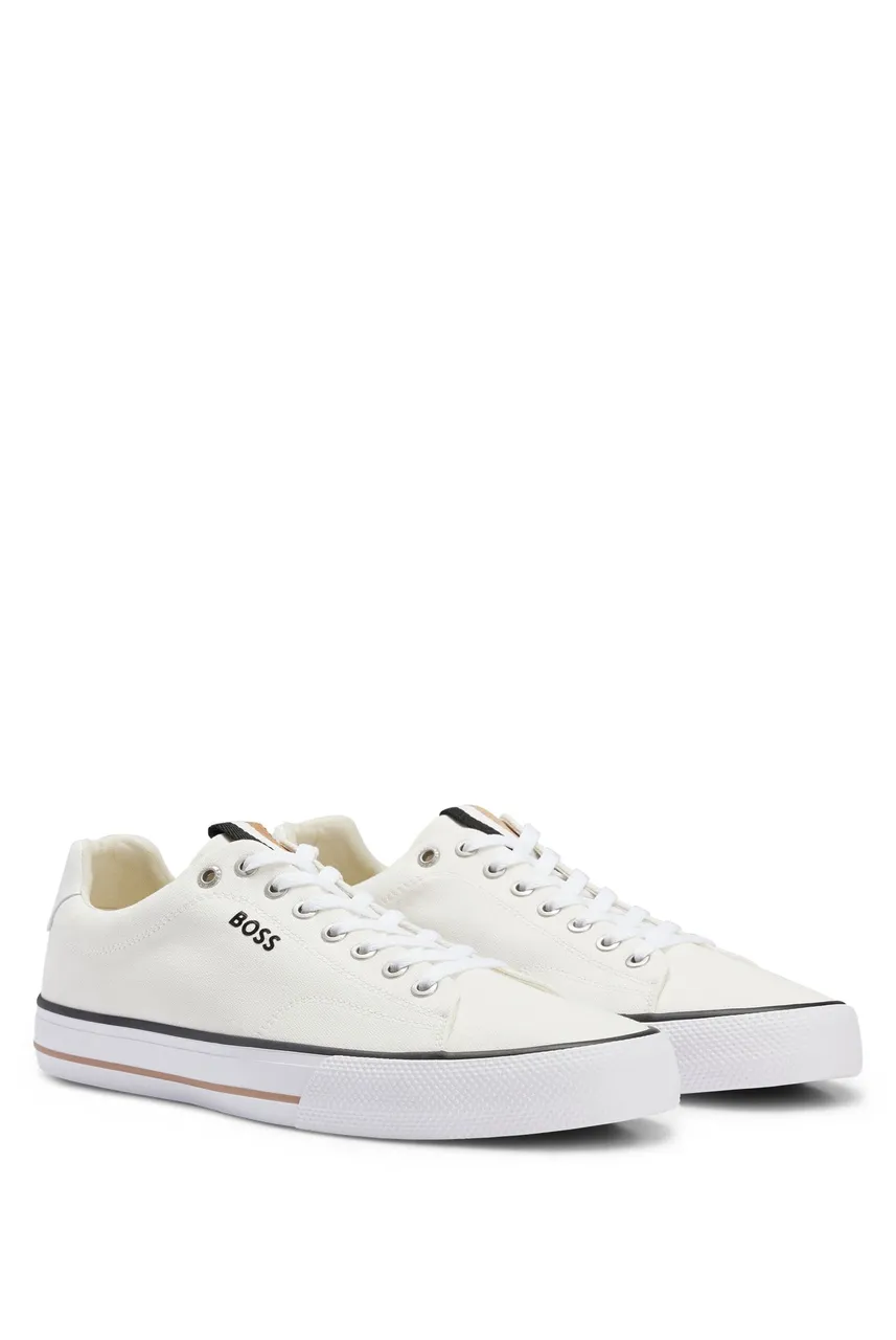 BOSS Mens Aiden Tenn Cotton-Canvas Trainers with