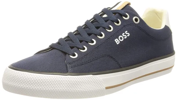 BOSS Mens Aiden Tenn Cotton-Canvas Trainers with