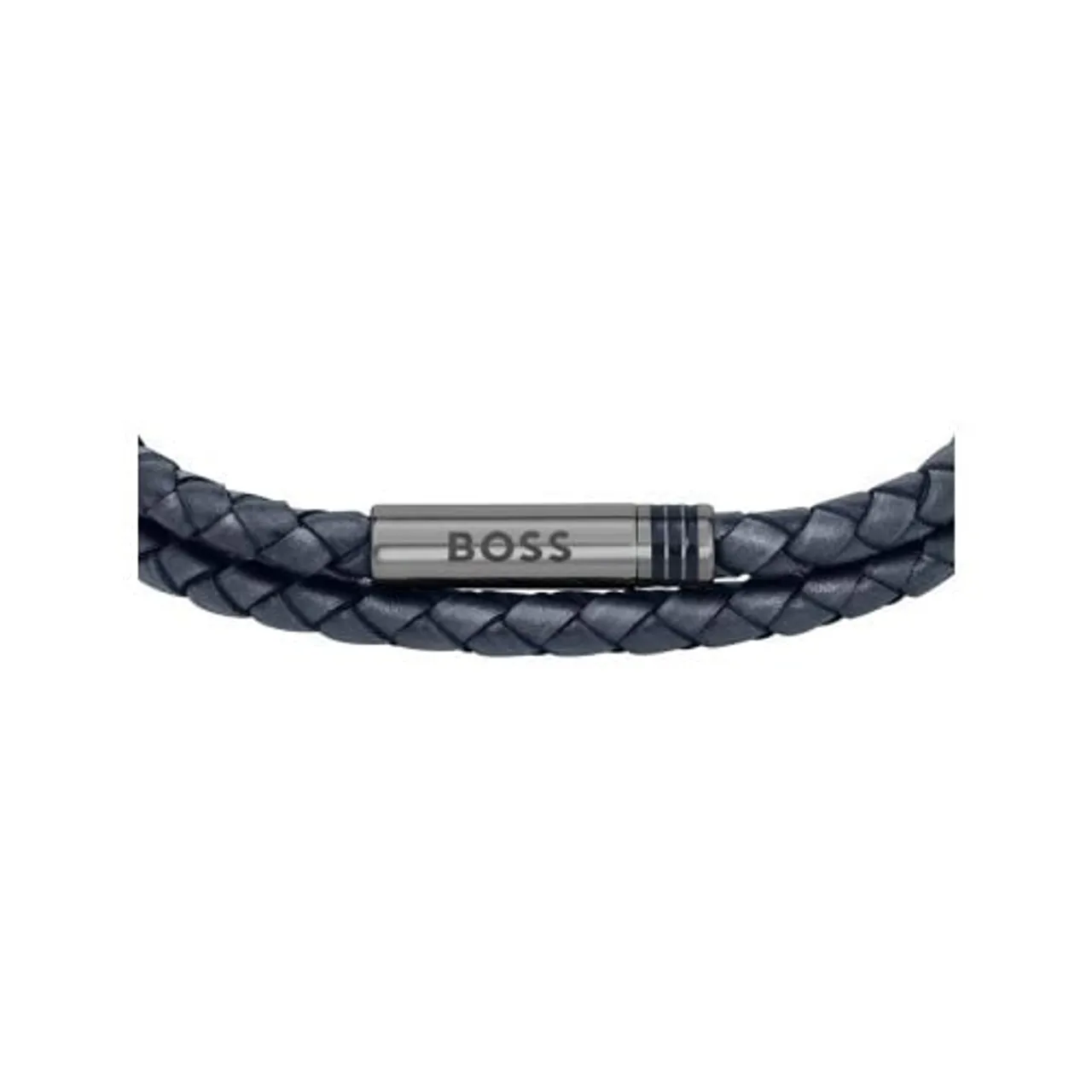 BOSS Mens Blue Leather Ares Bracelet