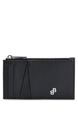 BOSS Mens Bradley Zip Matte-Leather Card Holder with Zipped