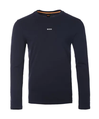 Boss Mens Contrast Logo Sustainable Long Sleeve T-Shirt - Dark Blue