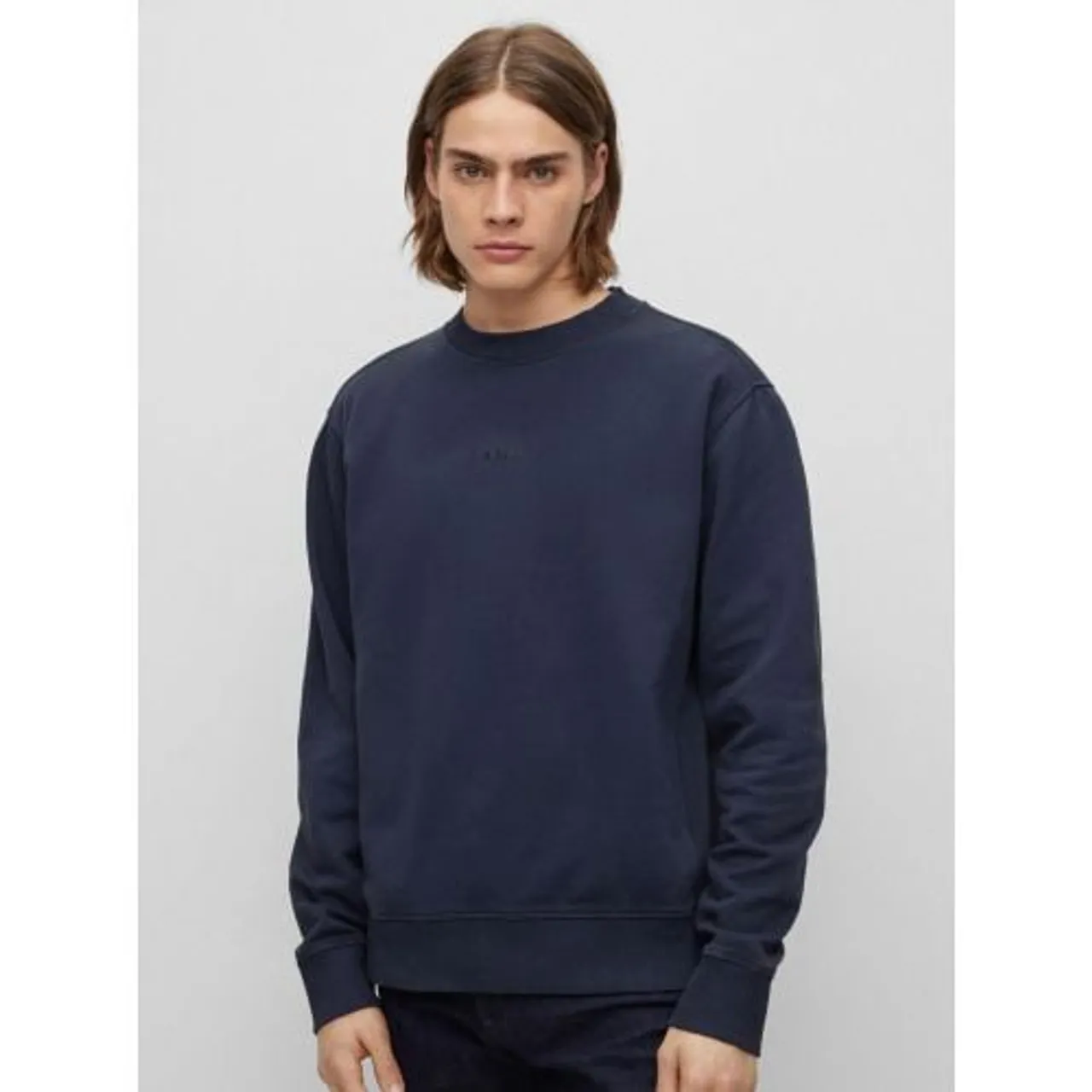 BOSS Mens Dark Blue Wefade French Terry Sweatshirt