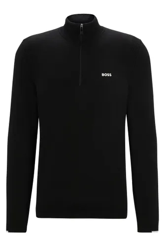 BOSS Mens Ever-X QZ Cotton-Blend Zip-Neck Sweater with Logo