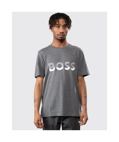 Boss Mens Green Tee 1 Two Tone Graphic Logo T-Shirt - Grey