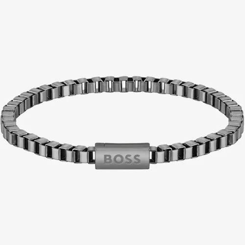 BOSS Mens Grey-Tone 19cm Chain Bracelet 1580290