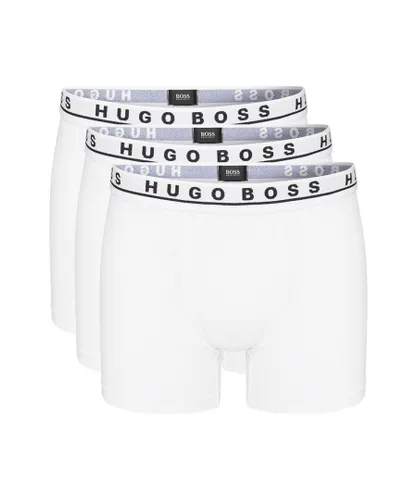 Boss Mens Hugo 3 Pack Boxer Shorts in White Cotton