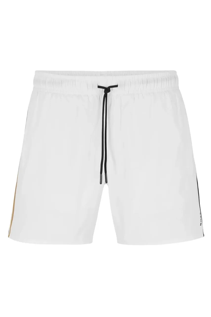 BOSS Mens Iconic Swim shorts with signature stripe and logo