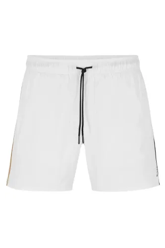 BOSS Mens Iconic Swim shorts with signature stripe and logo