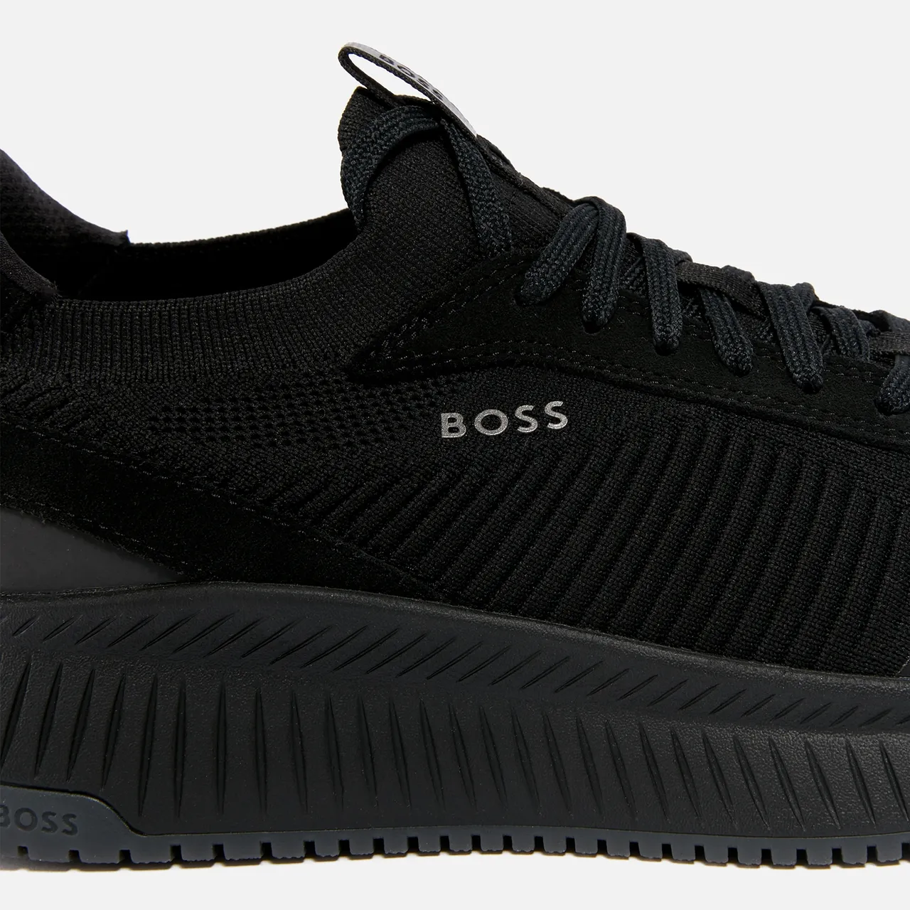 BOSS Men's Jonah Runn Mesh and Faux Leather Trainers