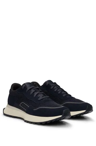 BOSS Mens Jonah Runn Mixed-Material Trainers with Suede and