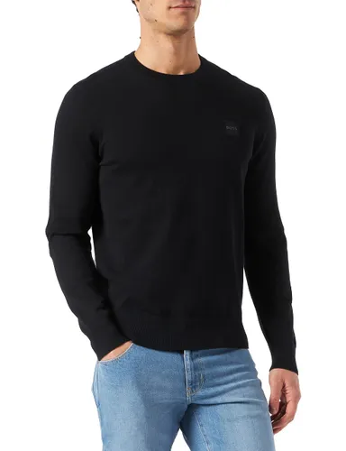 BOSS Mens Kanovano Logo-Patch Sweater in Cotton and