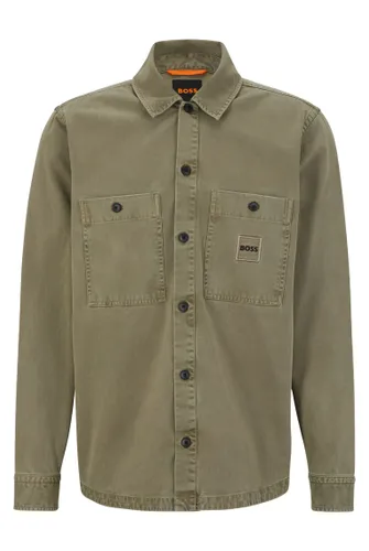 BOSS Mens Locky 1 Oversized-fit Overshirt in Cotton Twill