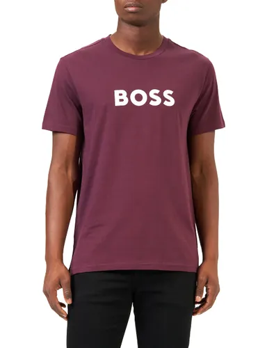 BOSS Mens Neck Logo T-Shirt Regular Fit Short Sleeve Dark